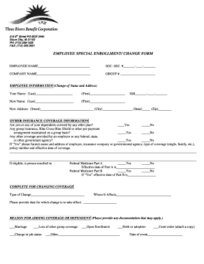 Employee Special Enrollment/Change Form