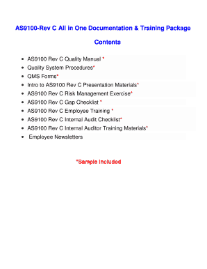 AS9100 Rev C Quality Manual Template
