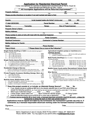 Application for Residential Electrical Permit