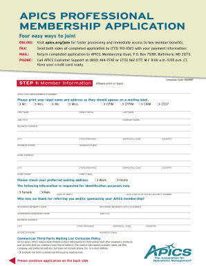 APICS Professional Membership Application