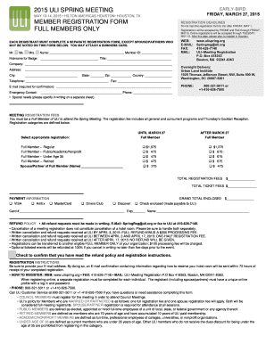 2015 ULI Spring Meeting Registration Form