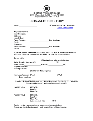 Refinance Order Form