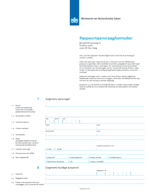 Paspoortaanvraagformulier