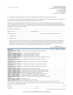 Northam Platinum Proxy Form