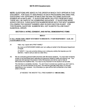 Minnesota Health and Tobacco Use Survey 2010