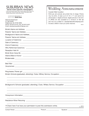 Wedding Announcement Form