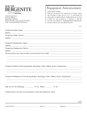 Engagement Announcement Form