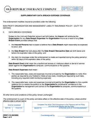 Supplementary Data Breach Expense Coverage