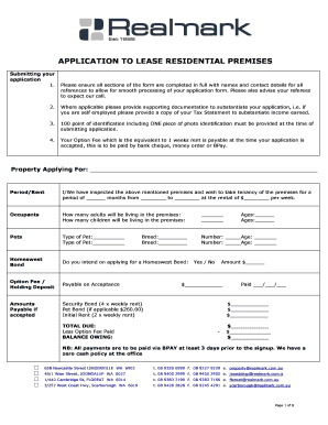 Residential Lease Application Form