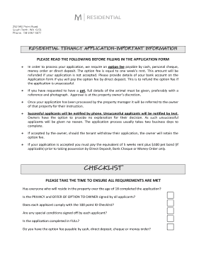 Residential Tenancy Application Form