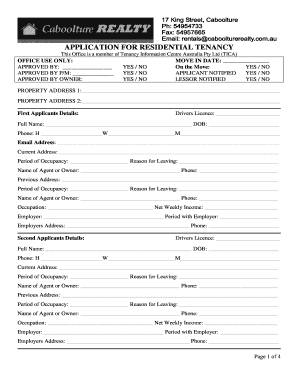 Residential Tenancy Application Form