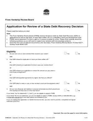 Fines Hardship Review Board Application