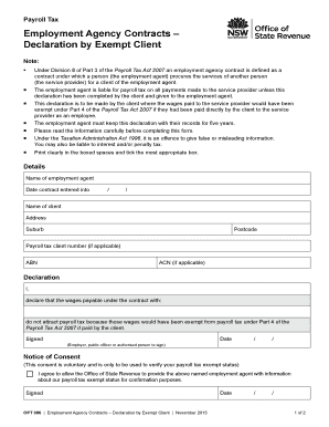 Employment Agency Contracts – Declaration by Exempt Client
