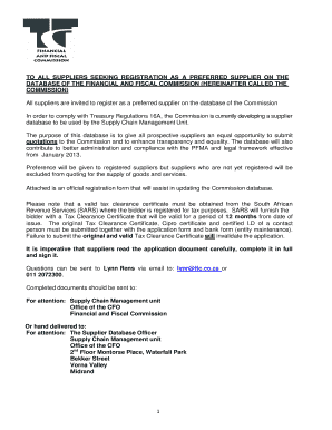 South African Supplier Registration Form