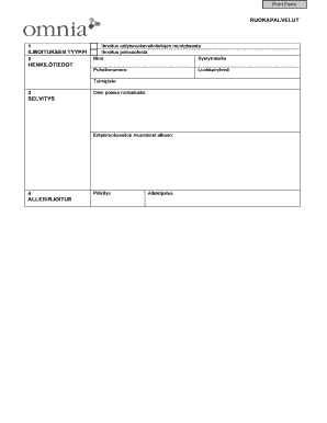 Notification of Special Dietary Changes