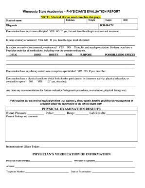 Physician's Evaluation Report