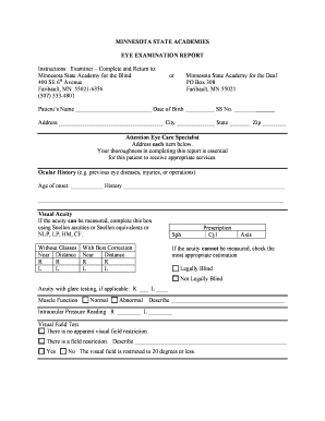 Minnesota Eye Examination Report