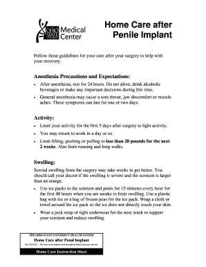 Home Care Instructions for Penile Implant