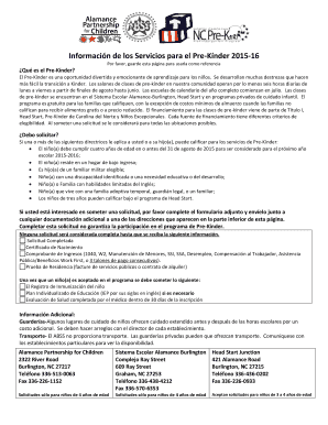 Solicitud para el Pre-Kínder