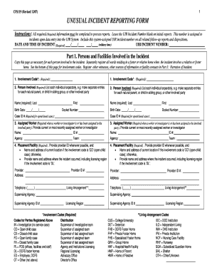 Unusual Incident Reporting Form