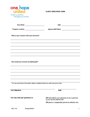 Client Grievance Form