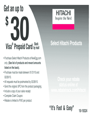 Hitachi Product Rebate Form