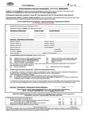 Alberta School Attendance Area and Transportation Renewal Application