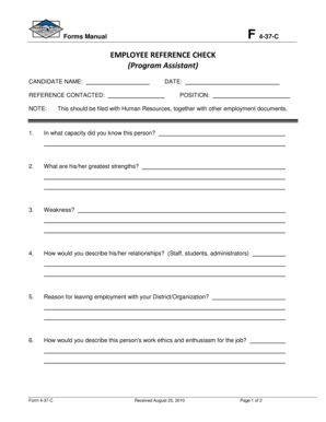 Employee Reference Check Form