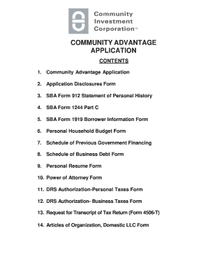 Community Advantage Loan Application