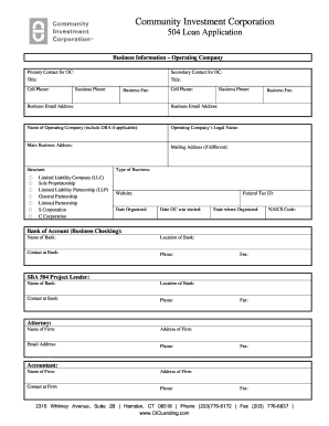 SBA 504 Loan Application Form