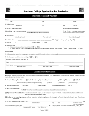 San Juan College Application for Admission