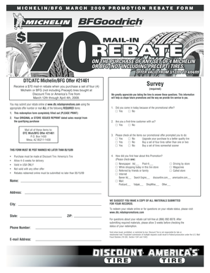 Michelin/BFG Promotion Rebate Form