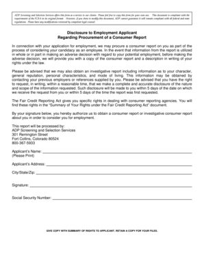 FCRA Employment Background Check Authorization Form