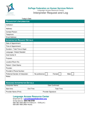 Interpreter Request and Log Form