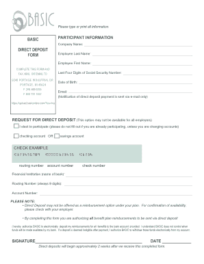 BASIC Direct Deposit Authorization Form