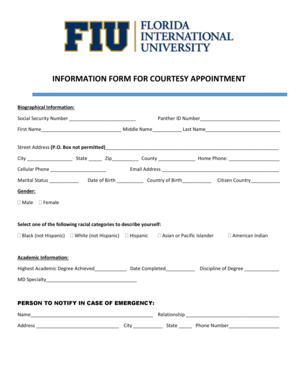 Courtesy Appointment Information Form