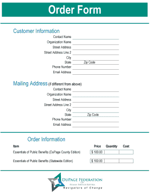 Order Form for Publications