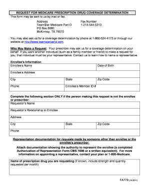 Medicare Prescription Drug Coverage Determination Form