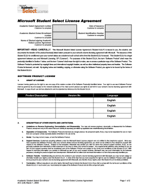 Microsoft Student Select License Agreement