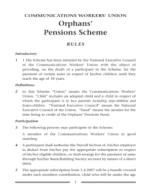 Communications Workers' Union Orphans' Pensions Scheme Rules