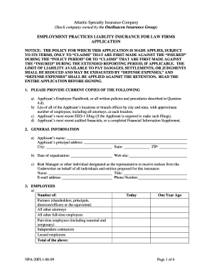 Employment Practices Liability Insurance Application