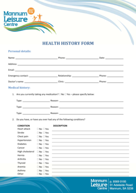 Health History Form
