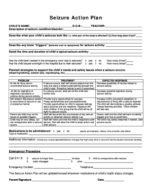 Seizure Action Plan for Child