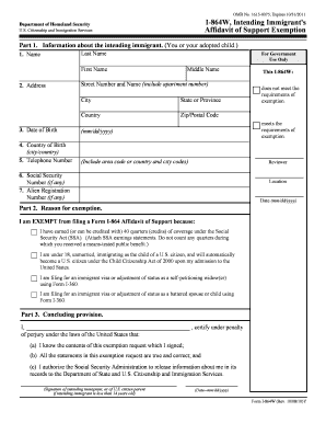 USCIS Form I-864W Affidavit of Support Exemption