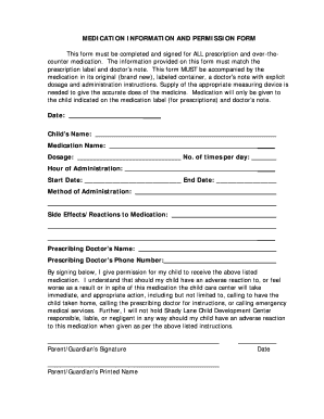 Medication Information and Permission Form