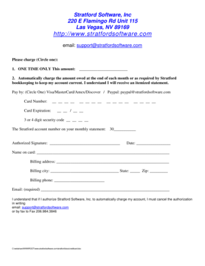 Stratford Software Payment Authorization