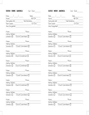 Evangelism Outreach Report Form