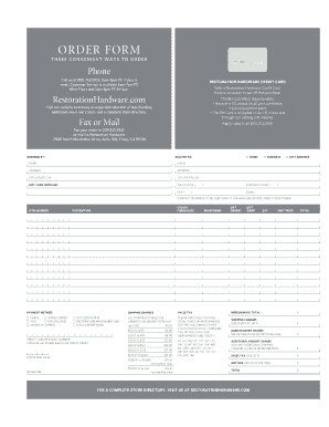 Restoration Hardware Order Form