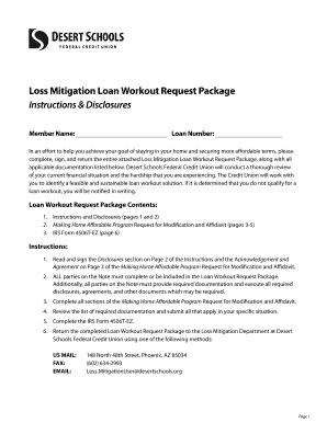 Loss Mitigation Loan Workout Request Package