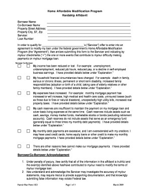 Fannie Mae Form 1021 Hardship Affidavit